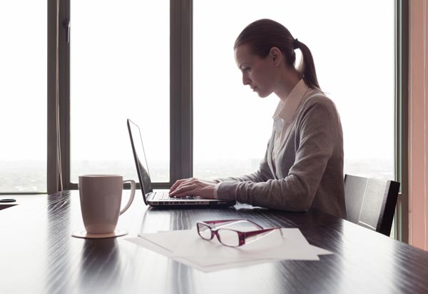 Woman working on a laptop